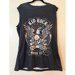Kid Rock Detroit Motor City Eagle Skull Graphic Sleeveless Tank Top Womens M